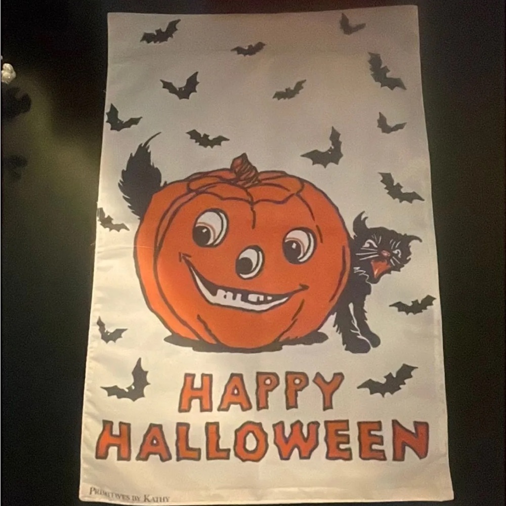 New Double Sided Weatherproof Halloween Flag Pumpkin and Black Cat